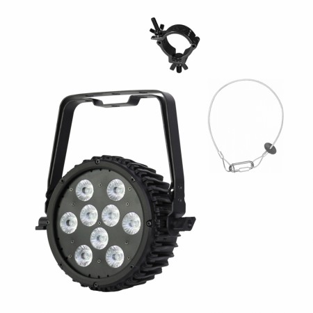 LEDJ Intense 9P10 RGBWA LED Slim Par med Festekrok og Sikkerhetswire