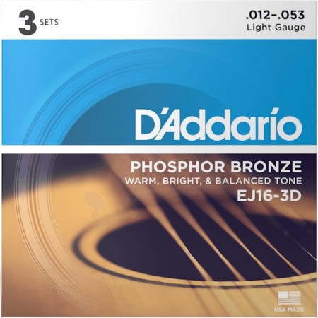 D'Addario EJ16-3D Phos. Bronze (012-053) 3pk
