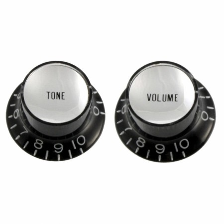 Allparts Volume/Tone Reflector Knob Black/Silver